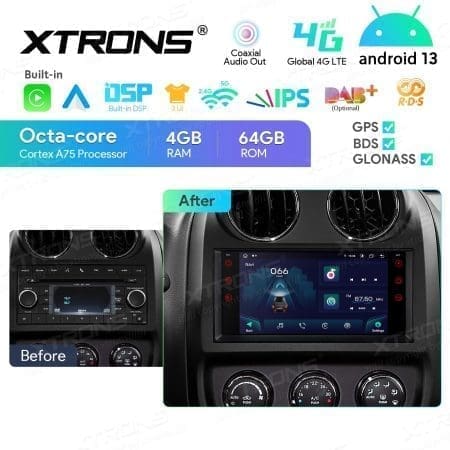 Rádio Xtrons Android 13 7" Octa-Core 4GB 64GB Jeep, Dodge e Chrysler - Image 13