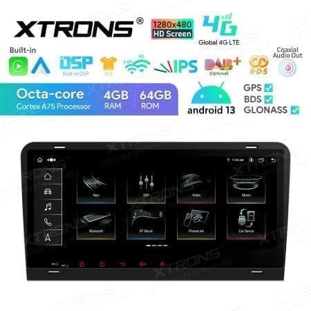 Rádio Xtrons Android 13 8.8" Octa-Core 4GB 64GB Audi A3 8P - Image 3