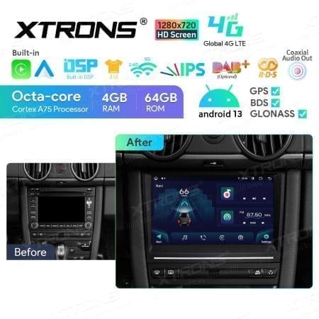Rádio Xtrons Android 13 8" Octa Core 4GB 64GB Porsche 911 Cayman Boxter 2005+ - Image 13