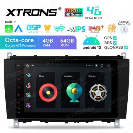 Rádio Xtrons Android 13 Octa-core 4GB 64GB Mercedes CLK W209 05+W203 04+ 8" 4G - Image 4