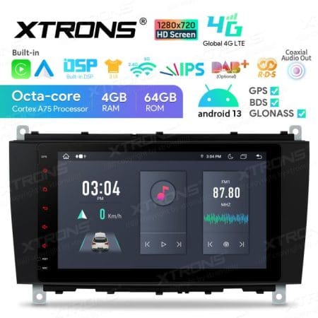 Rádio Xtrons Android 13 Octa-core 4GB 64GB Mercedes CLK W209 05+W203 04+ 8" 4G - Image 5