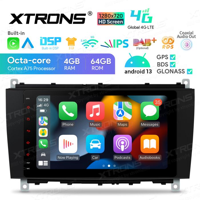 Rádio Xtrons Android 13 Octa-core 4GB 64GB Mercedes CLK W209 05+W203 04+ 8" 4G - Image 6