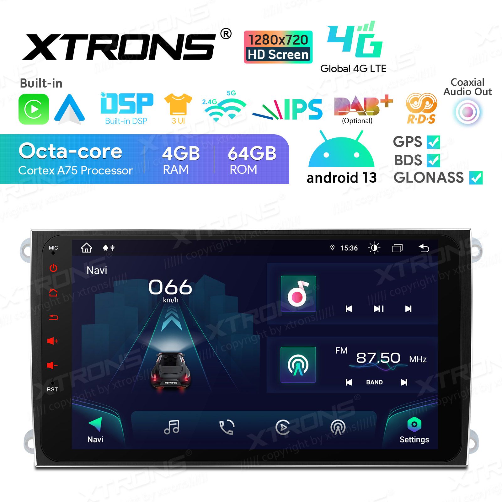 Rádio Xtrons Android 13 9" Octa-core 4GB 64GB Porsche Cayenne 2003-2010