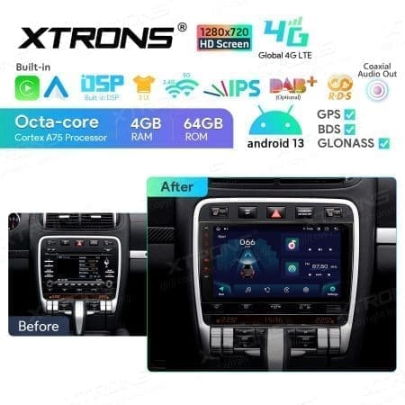Rádio Xtrons Android 13 9" Octa-core 4GB 64GB Porsche Cayenne 2003-2010 - Image 13