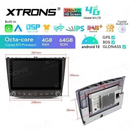 Rádio Xtrons Android 13 10.1" Octa-Core 4GB 64GB Lexus IS200/IS220/IS250/IS300/IS350 Saloon 2006-2012 - Image 11