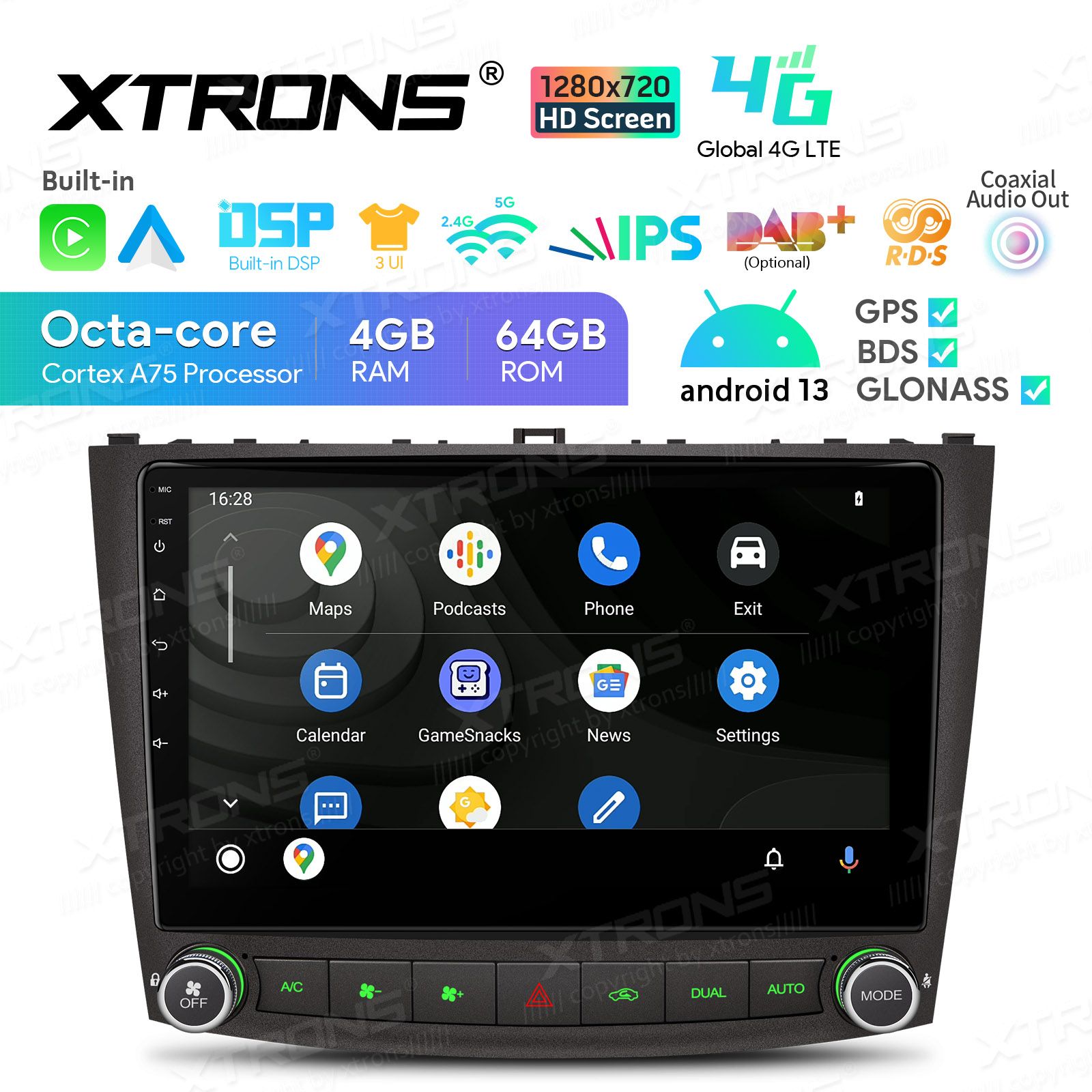 Rádio Xtrons Android 13 10.1" Octa-Core 4GB 64GB Lexus IS200/IS220/IS250/IS300/IS350 Saloon 2006-2012 - Image 3