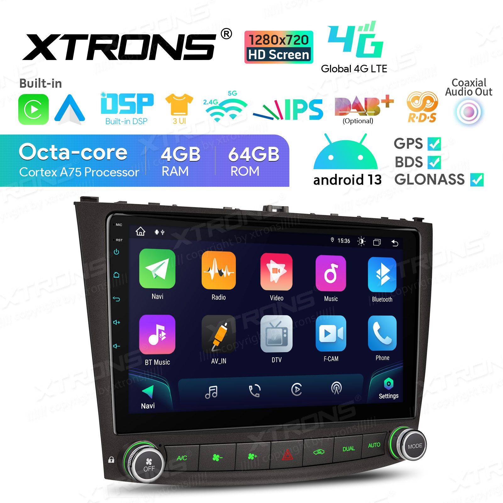 Rádio Xtrons Android 13 10.1" Octa-Core 4GB 64GB Lexus IS200/IS220/IS250/IS300/IS350 Saloon 2006-2012 - Image 4