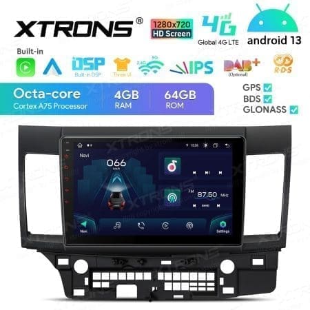 Rádio Xtrons Android 13 10.1" Octa-core Mitsubishi Lancer Evolution 4GB 64GB 2007-2017