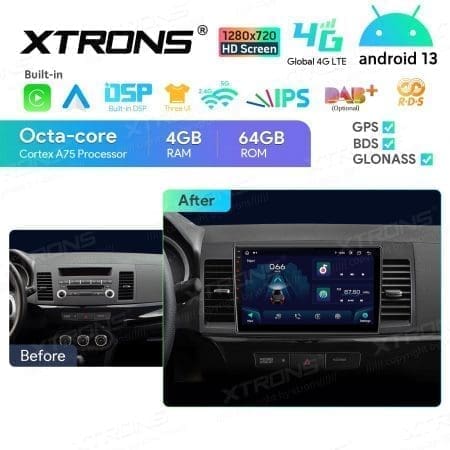 Rádio Xtrons Android 13 10.1" Octa-core Mitsubishi Lancer Evolution 4GB 64GB 2007-2017 - Image 13