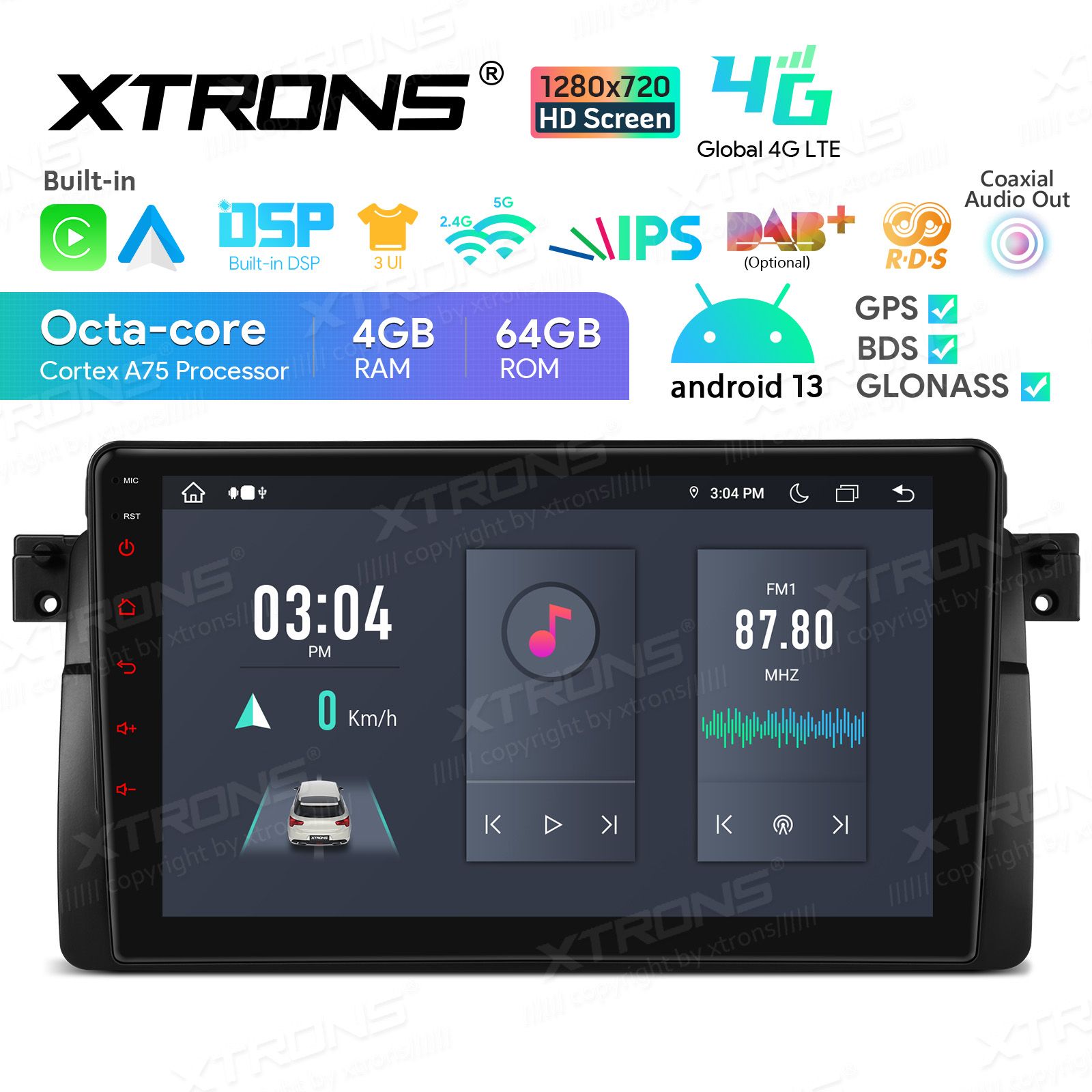 Rádio Xtrons Android 13 9" Octa-core 4GB 64GB BMW Série 3 E46 Rover 75 MG ZT - Image 2