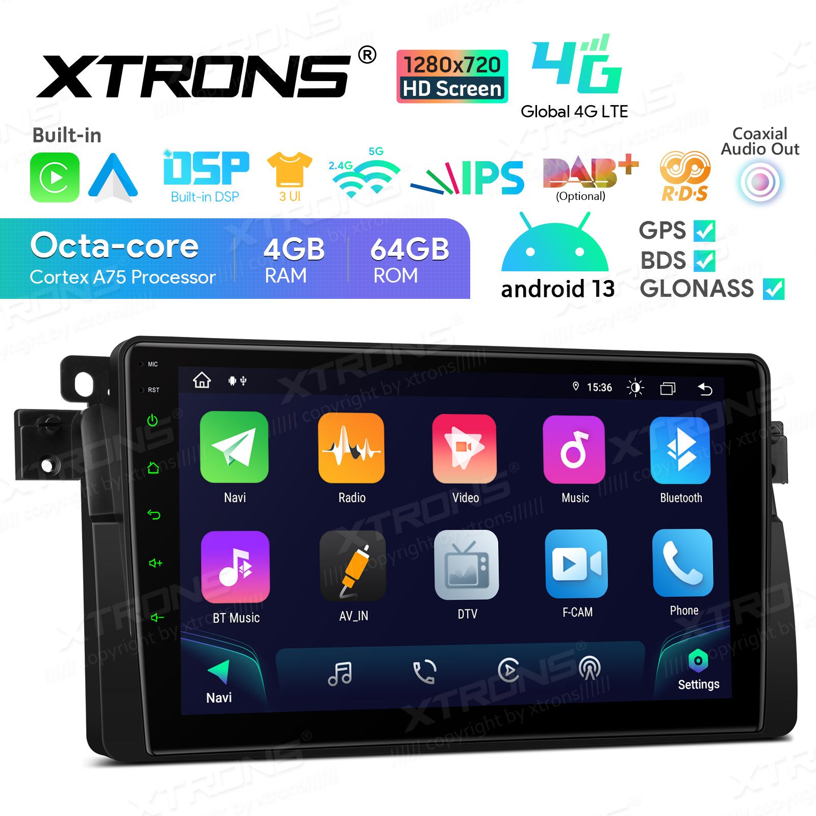 Rádio Xtrons Android 13 9" Octa-core 4GB 64GB BMW Série 3 E46 Rover 75 MG ZT - Image 4