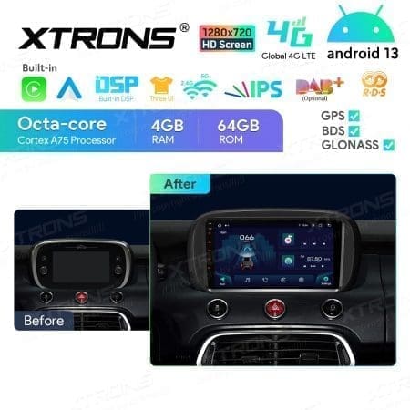 Rádio Xtrons Android 13 9" Octa-core 4GB 64GB Fiat 500X 2015-2020 - Image 13