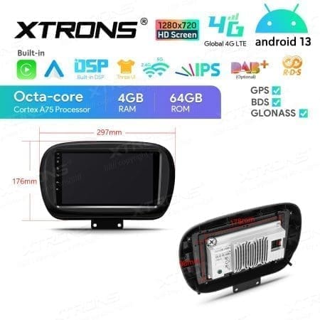 Rádio Xtrons Android 13 9" Octa-core 4GB 64GB Fiat 500X 2015-2020 - Image 10