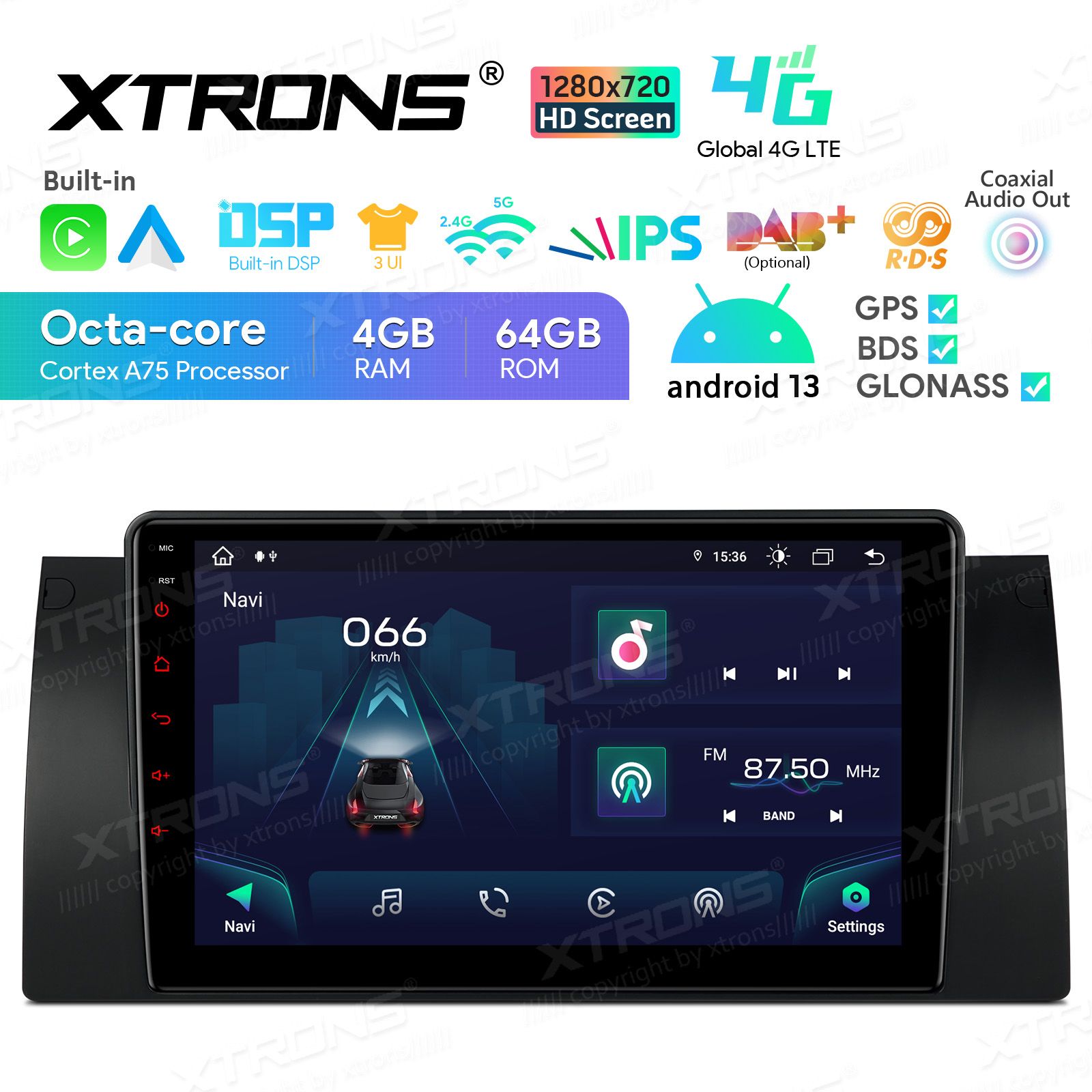 Rádio Xtrons Android 13 9" Octa-core 4GB 64GB BMW X5 E53 1999-2006 - Image 2