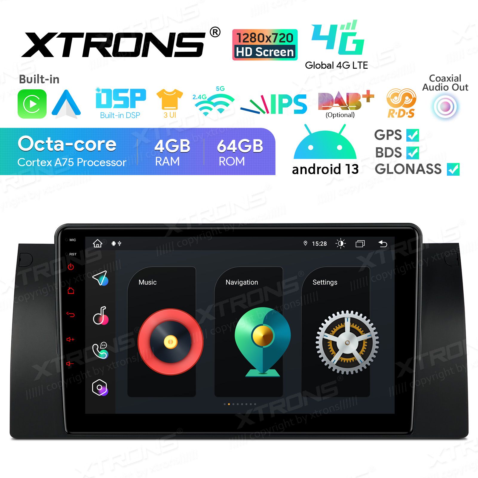 Rádio Xtrons Android 13 9" Octa-core 4GB 64GB BMW X5 E53 1999-2006 - Image 3