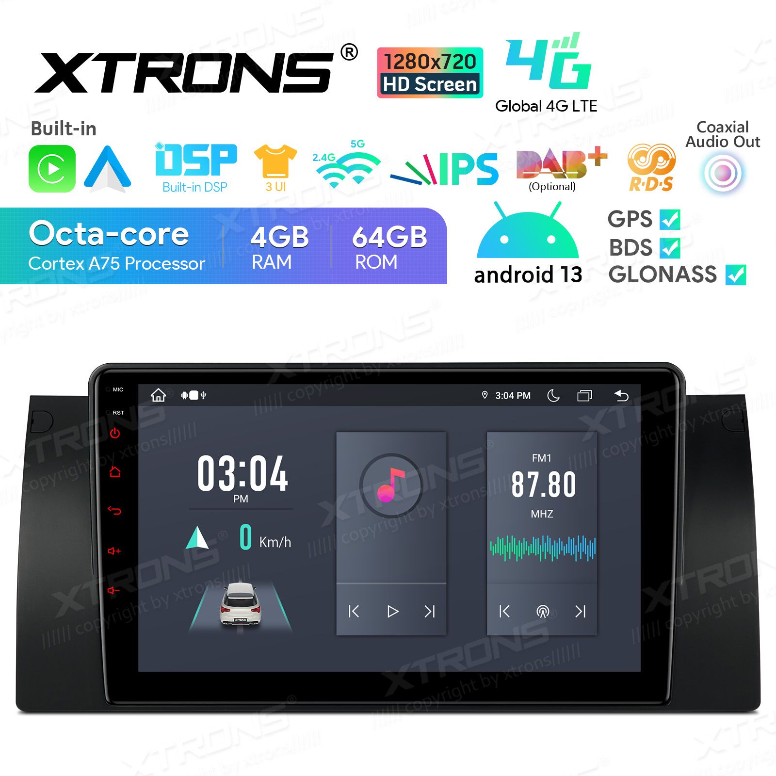 Rádio Xtrons Android 13 9" Octa-core 4GB 64GB BMW X5 E53 1999-2006 - Image 4