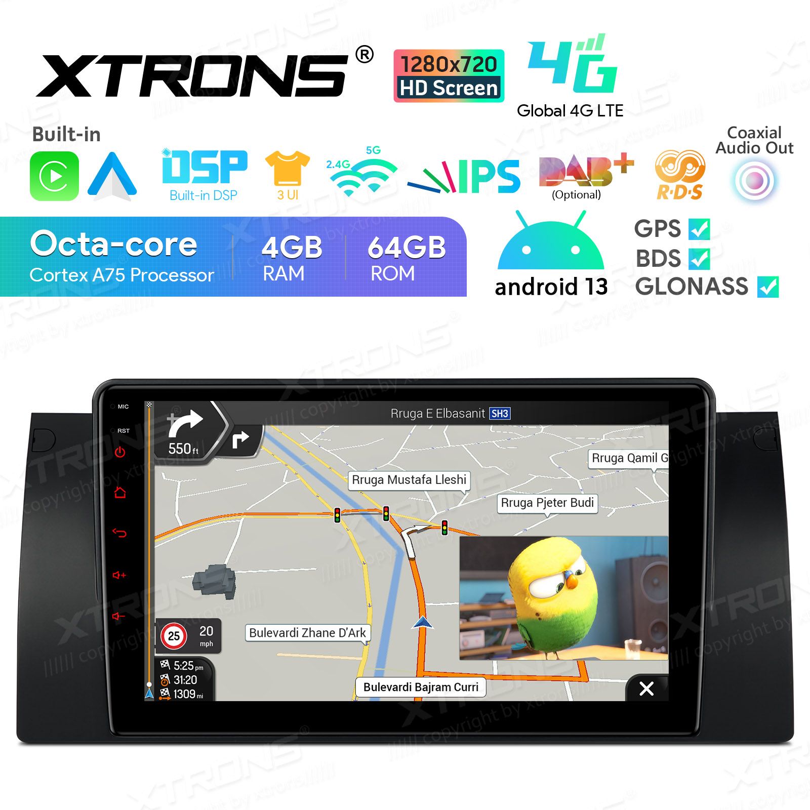 Rádio Xtrons Android 13 9" Octa-core 4GB 64GB BMW X5 E53 1999-2006 - Image 7