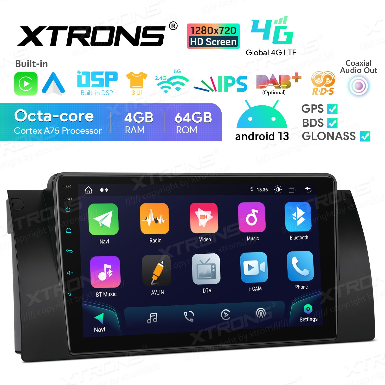Rádio Xtrons Android 13 9" Octa-core 4GB 64GB BMW X5 E53 1999-2006 - Image 8