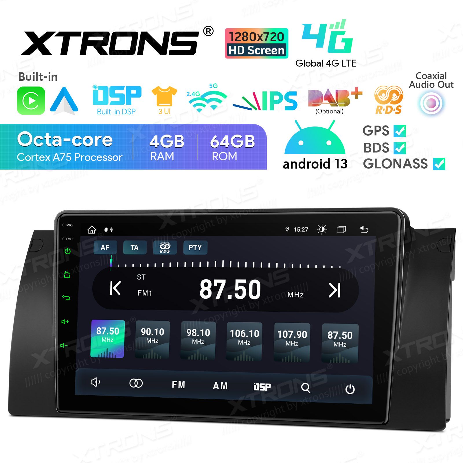 Rádio Xtrons Android 13 9" Octa-core 4GB 64GB BMW X5 E53 1999-2006 - Image 9