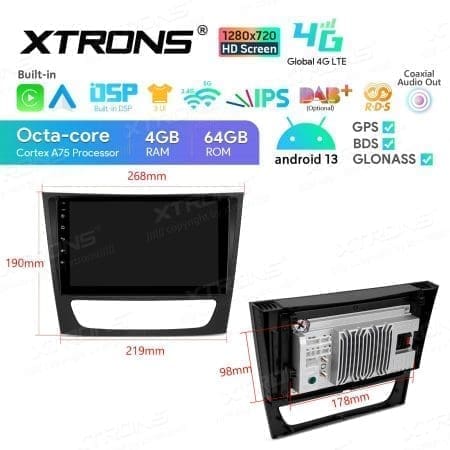 Rádio Xtrons Android 13 9" Octa-Core 4GB 64GB Mercedes E-Class W211 2002-2008 CLS Class W219 2005-2006 - Image 11