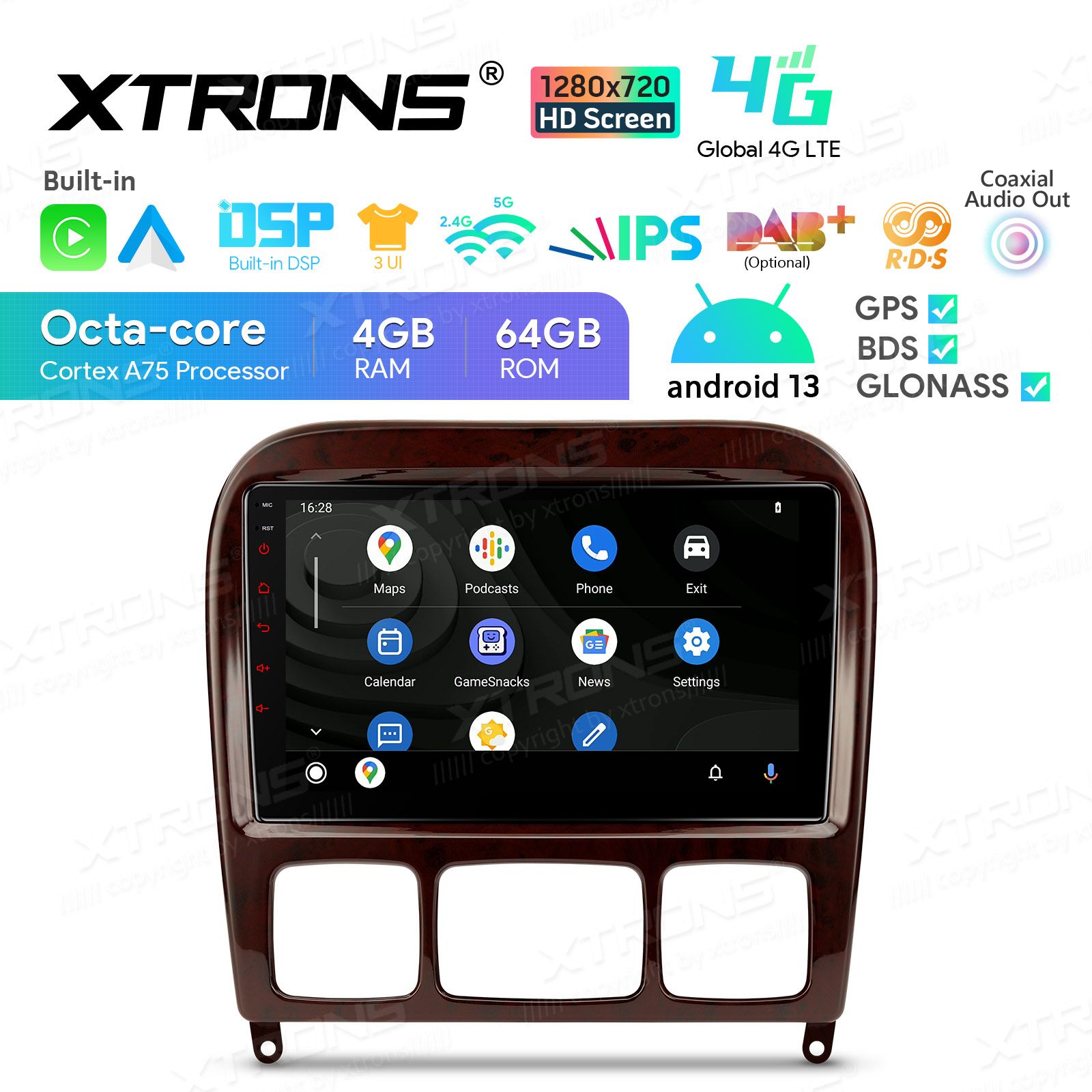 Rádio Xtrons Android 13 9" Octa-core 4GB 64GB Mercedes-Benz S-Class W220 1998-2005 - Image 3
