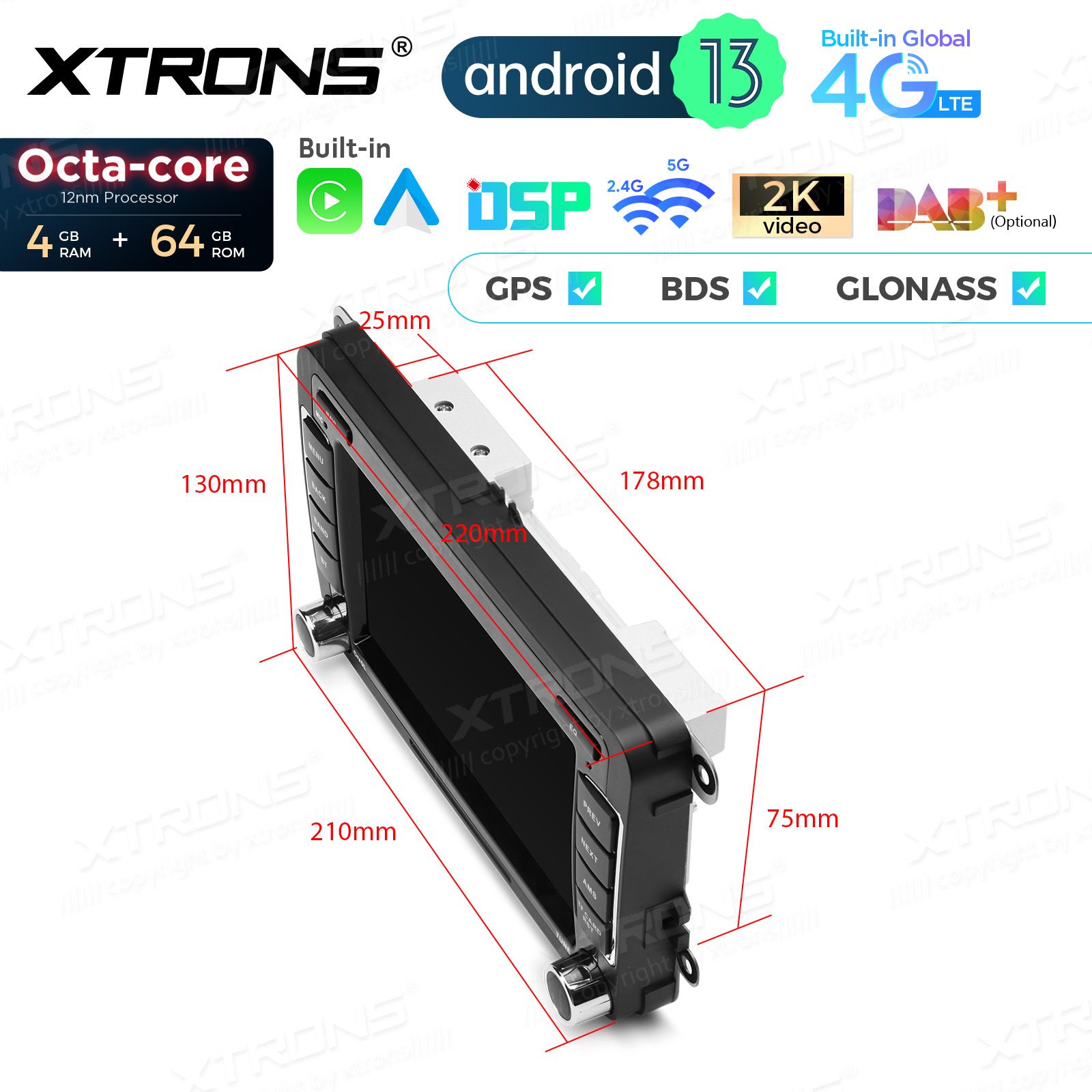 Rádio Xtrons Android 13 7" Octa-Core VW Skoda e Seat 4GB 64GB - Image 6
