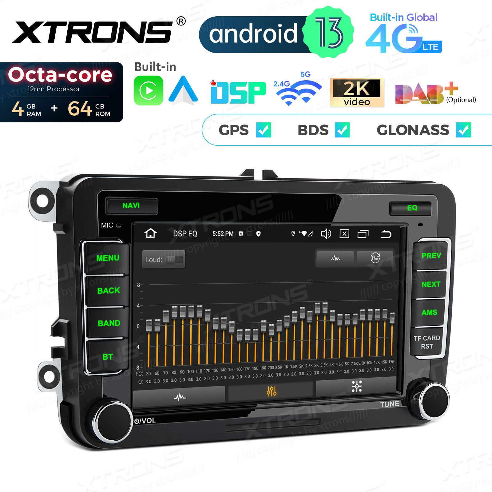 Rádio Xtrons Android 13 7" Octa-Core VW Skoda e Seat 4GB 64GB - Image 4