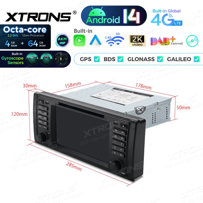 Rádio Xtrons Android 14 7" Octa-Core BMW E39 (1995-2003) 4GB 64GB com leitor CD/DVD - Image 10