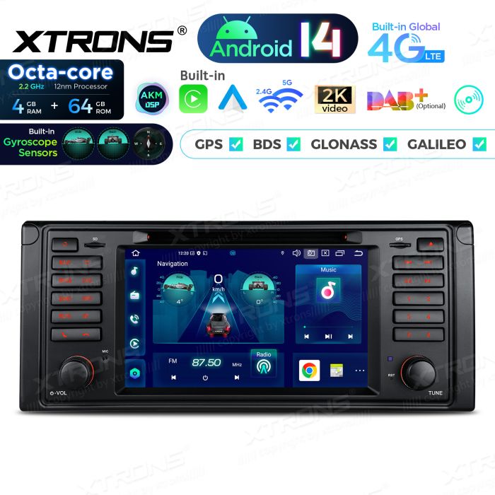 Rádio Xtrons Android 14 7" Octa-Core BMW E39 (1995-2003) 4GB 64GB com leitor CD/DVD - Image 2