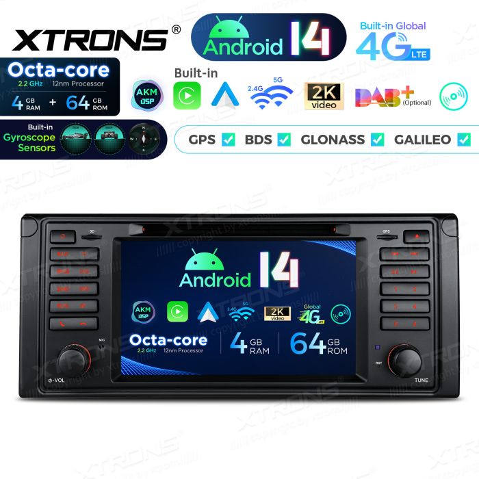 Rádio Xtrons Android 14 7" Octa-Core BMW E39 (1995-2003) 4GB 64GB com leitor CD/DVD - Image 3