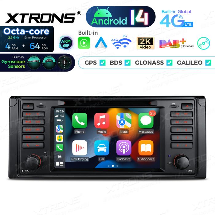 Rádio Xtrons Android 14 7" Octa-Core BMW E39 (1995-2003) 4GB 64GB com leitor CD/DVD - Image 4