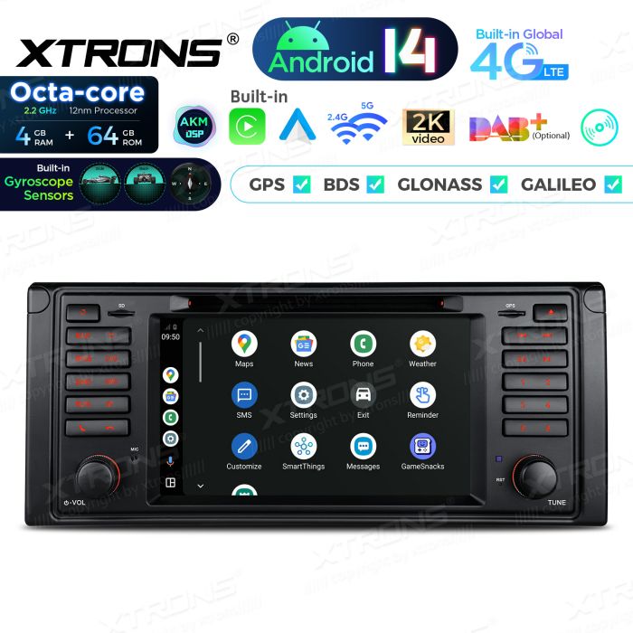 Rádio Xtrons Android 14 7" Octa-Core BMW E39 (1995-2003) 4GB 64GB com leitor CD/DVD - Image 5
