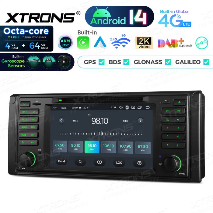Rádio Xtrons Android 14 7" Octa-Core BMW E39 (1995-2003) 4GB 64GB com leitor CD/DVD - Image 8