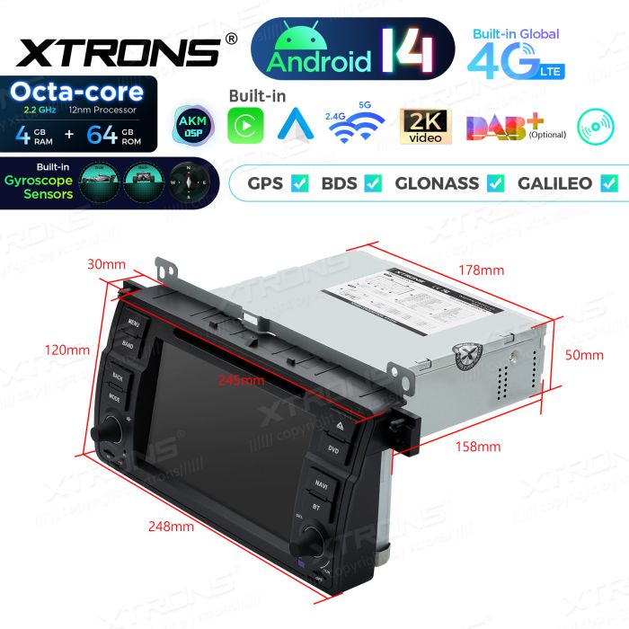 Rádio Xtrons Android 14 7" Octa-core BMW E46 (98-06) Rover 75 (99-05) MG ZT (01-05) 4GB 64GB com leitor de CD/DVD - Image 10