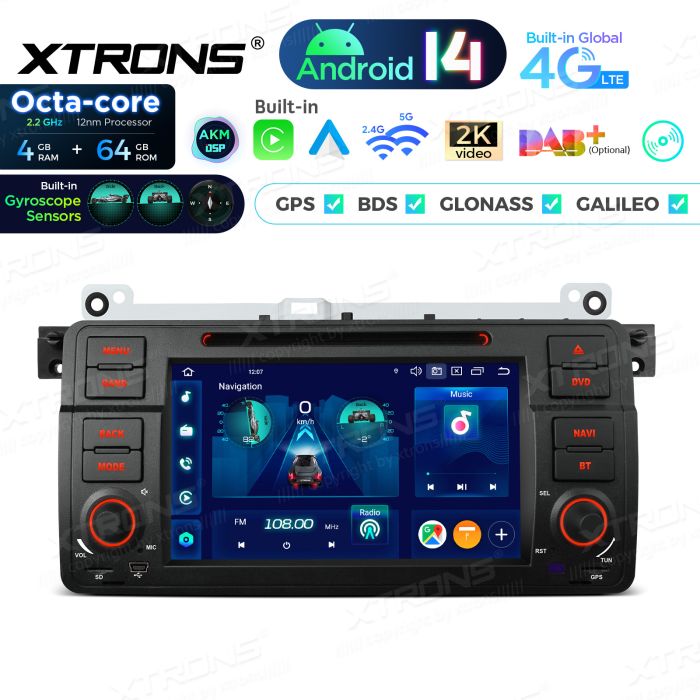 Rádio Xtrons Android 14 7" Octa-core BMW E46 (98-06) Rover 75 (99-05) MG ZT (01-05) 4GB 64GB com leitor de CD/DVD - Image 2