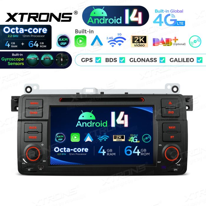 Rádio Xtrons Android 14 7" Octa-core BMW E46 (98-06) Rover 75 (99-05) MG ZT (01-05) 4GB 64GB com leitor de CD/DVD - Image 3