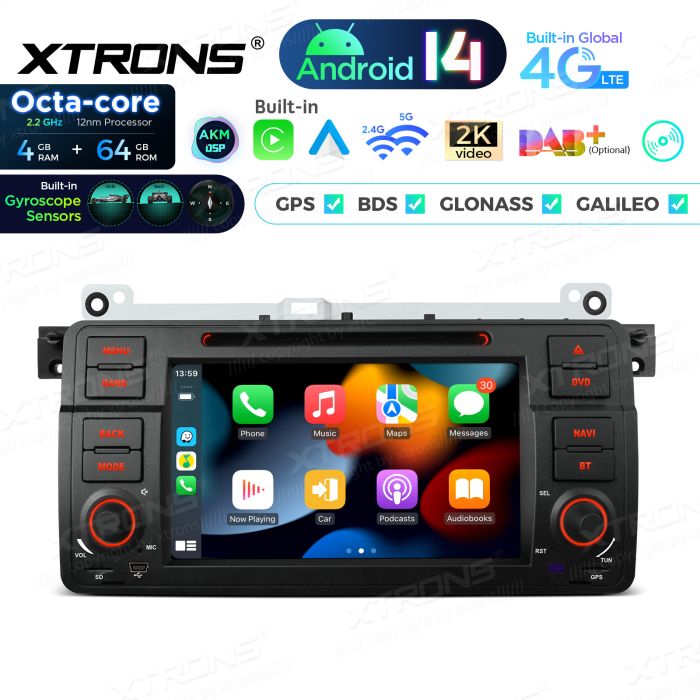Rádio Xtrons Android 14 7" Octa-core BMW E46 (98-06) Rover 75 (99-05) MG ZT (01-05) 4GB 64GB com leitor de CD/DVD - Image 4