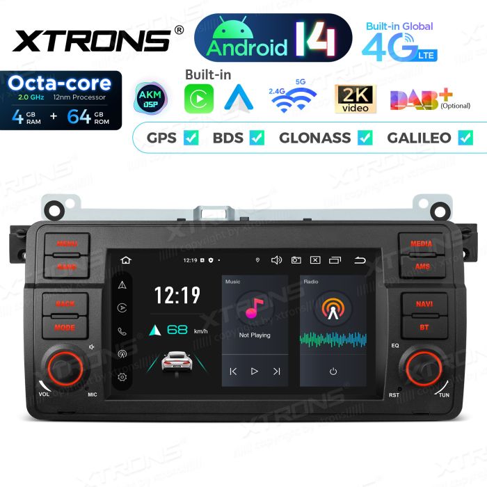 Rádio Android 14 7" Octa-core BMW E46 (98-06) Rover 75 (99-05) MG ZT (01-05) 4GB 64GB