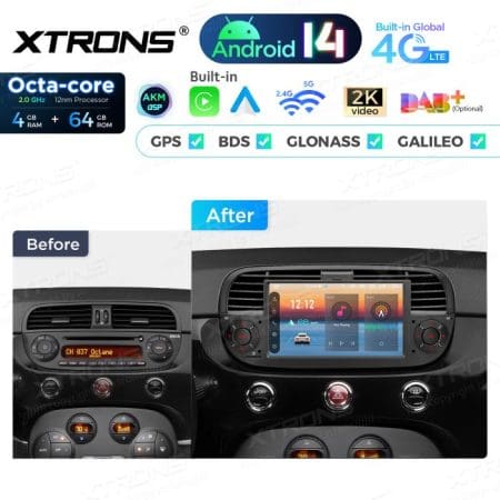 Rádio Xtrons Android 14 7" Octa-Core 4GB 64GB Fiat 500 (2007-2015) (preto) - Image 10