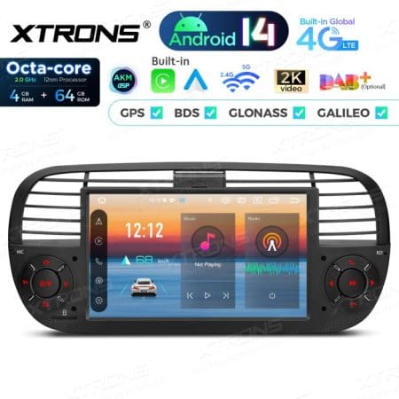 Rádio Xtrons Android 14 7" Octa-Core 4GB 64GB Fiat 500 (2007-2015) (preto) - Image 3