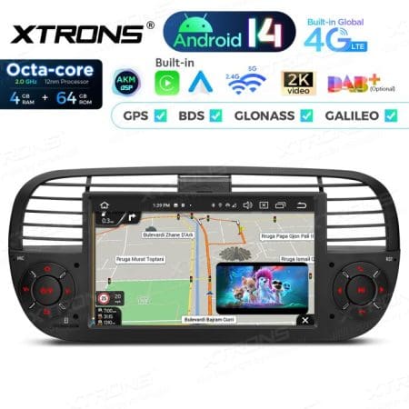 Rádio Xtrons Android 14 7" Octa-Core 4GB 64GB Fiat 500 (2007-2015) (preto) - Image 7