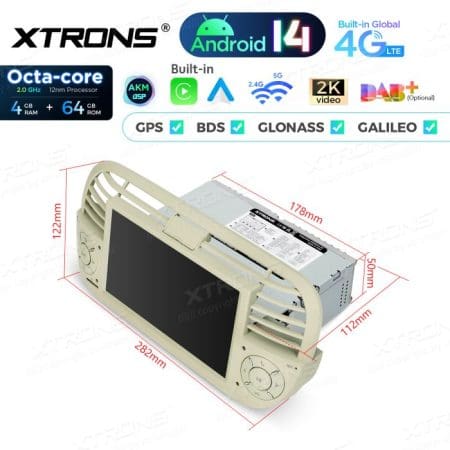 Rádio Xtrons Android 14 7" Octa-Core Fiat 500 (2007-2015) 4GB 64GB (creme) - Image 13