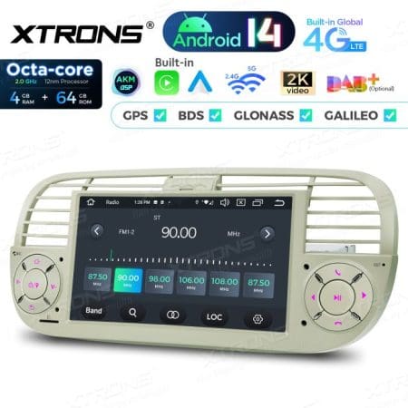 Rádio Xtrons Android 14 7" Octa-Core Fiat 500 (2007-2015) 4GB 64GB (creme) - Image 8