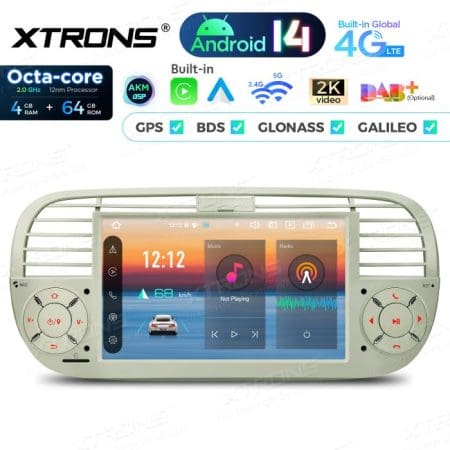 Rádio Xtrons Android 14 7" Octa-Core Fiat 500 (2007-2015) 4GB 64GB (creme) - Image 9