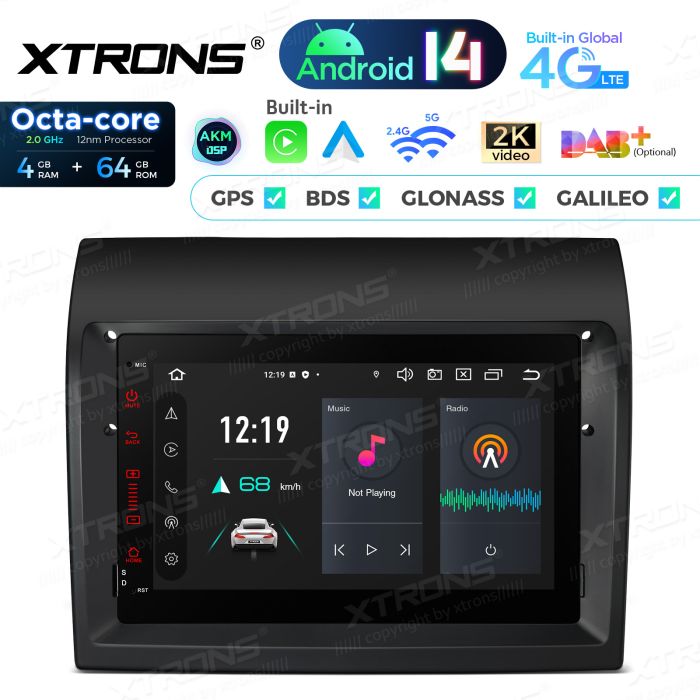 Rádio Xtrons Android 14 7" Octa-Core Fiat Ducato (2011-2015) 4GB 64GB