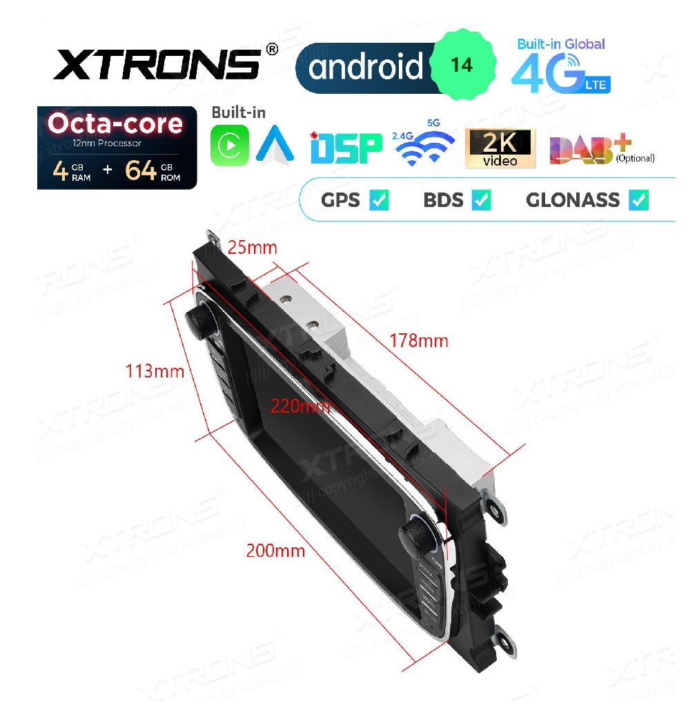 Rádio Xtrons Android 14 7" Octa-Core 4GB 64GB Ford Focus Mondeo C-Max (2008-2011) - Image 4