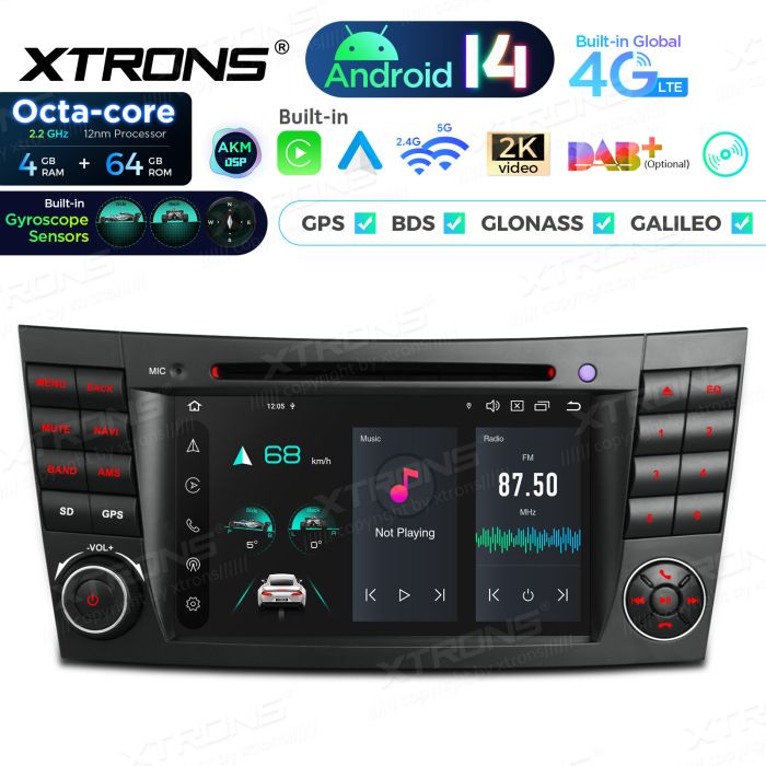 Rádio Xtrons Android 14 7" Octa-Core Mercedes-Benz E-W211 (2002-2008) CLS W219 (2005-2006) 4GB 64GB