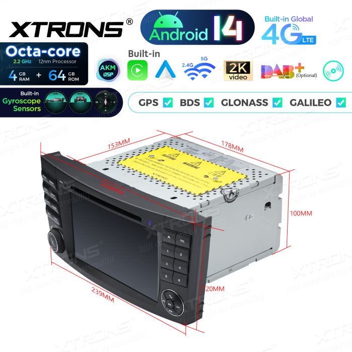 Rádio Xtrons Android 14 7" Octa-Core Mercedes-Benz E-W211 (2002-2008) CLS W219 (2005-2006) 4GB 64GB - Image 10