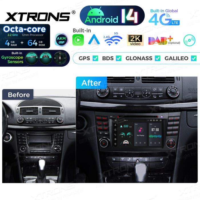Rádio Xtrons Android 14 7" Octa-Core Mercedes-Benz E-W211 (2002-2008) CLS W219 (2005-2006) 4GB 64GB - Image 12