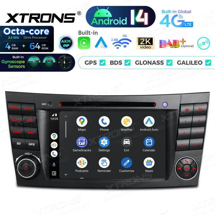 Rádio Xtrons Android 14 7" Octa-Core Mercedes-Benz E-W211 (2002-2008) CLS W219 (2005-2006) 4GB 64GB - Image 5